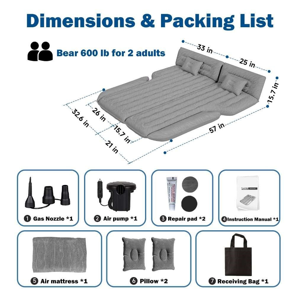 Umbrauto SUV air mattress gray for car camping with pump, pillows, carrying bag on Tampa Home & Garden Store