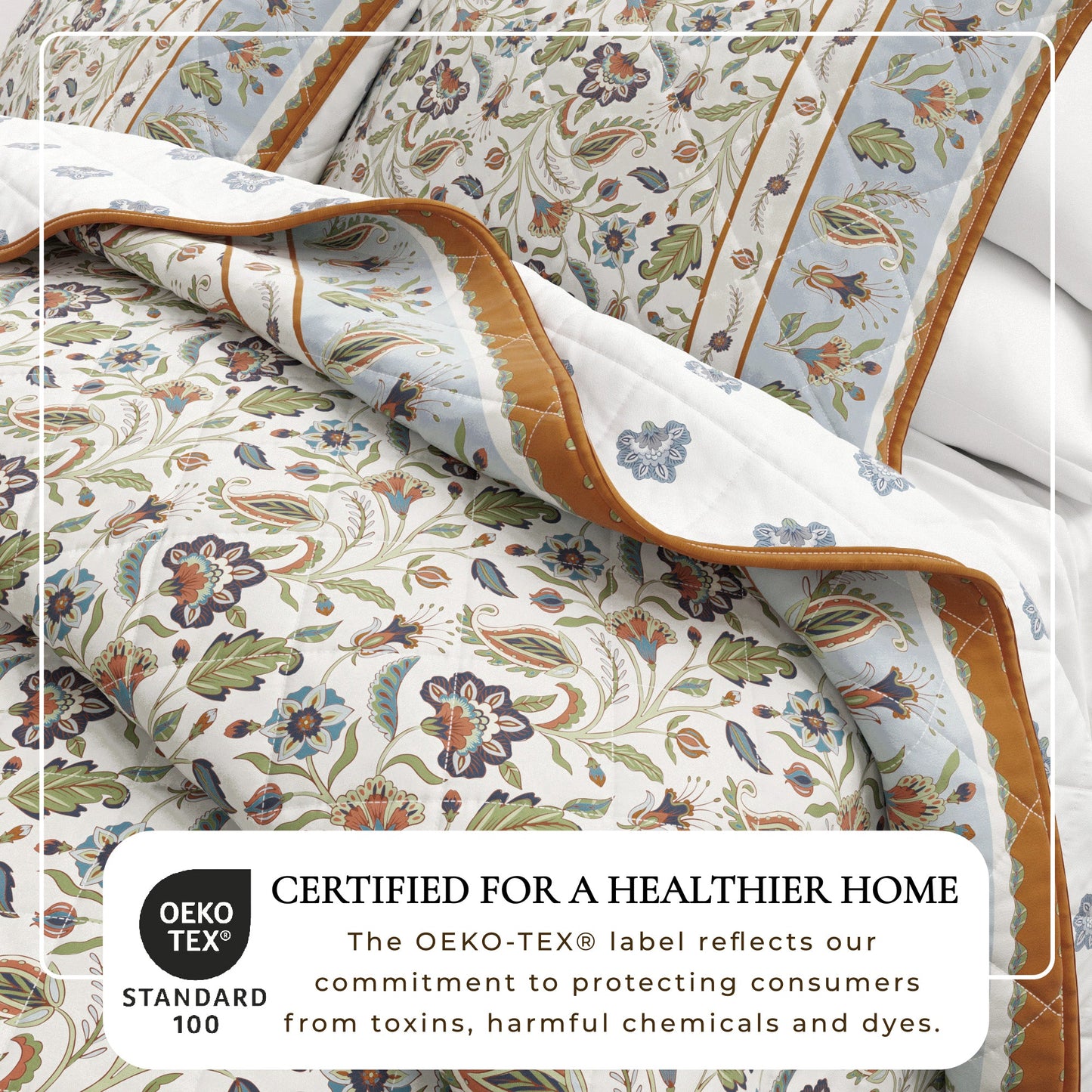 Reversible Floral Boho Cotton Quilt And Sham