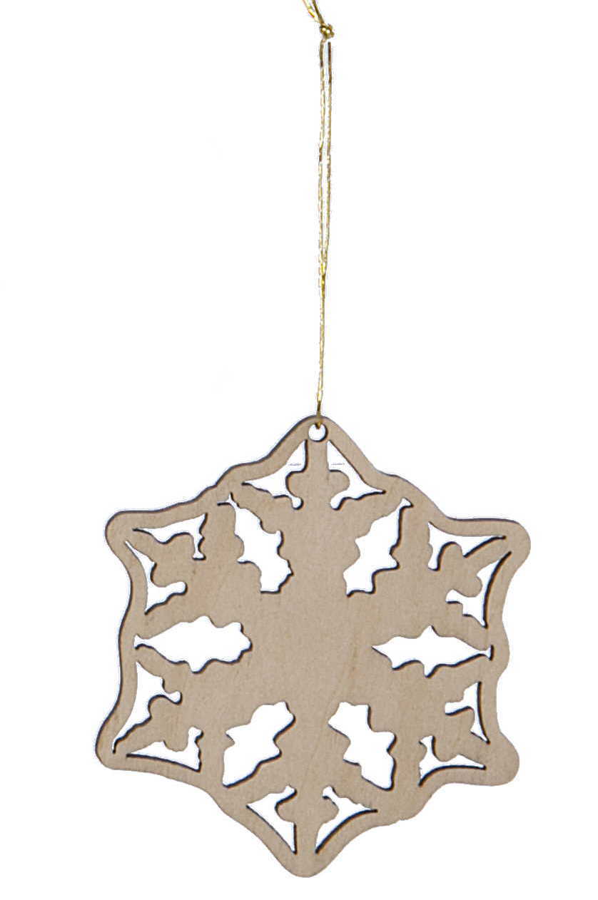 Adorno de copo de nieve de madera cortado con láser - Estilo 6