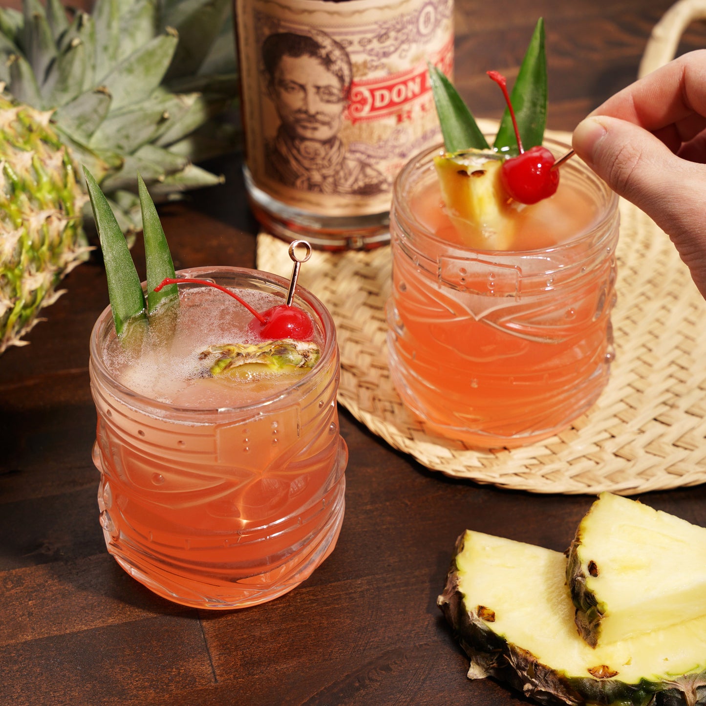 Pacific Tiki Crystal Rock Glasses Set of Two