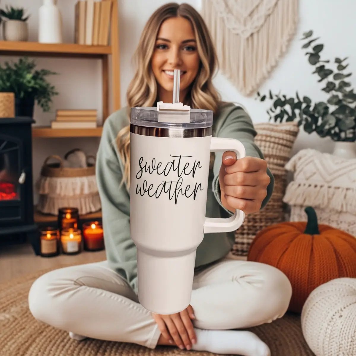 Sweater Weather 40oz Insulated Mug with Handle