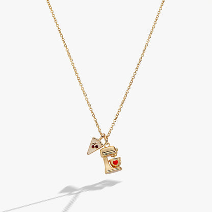 Mixer Charm and Cake Slice Pendant Necklace