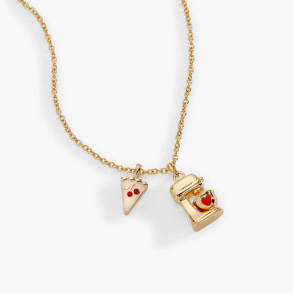Mixer Charm and Cake Slice Pendant Necklace