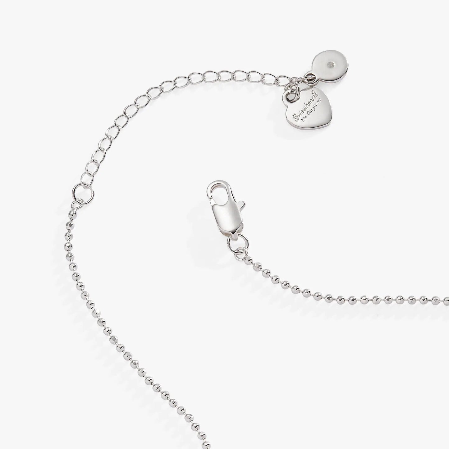 Sweethearts Be Mine Charm Necklace by ALEX AND ANI, silver chain with heart and disc charms on Tampa Home & Garden Store