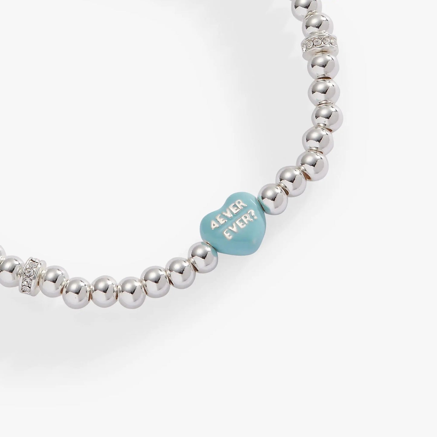 Bracelet Sweethearts Be Mine Stretch by ALEX AND ANI with silver beads and blue heart charm on Tampa Home & Garden Store