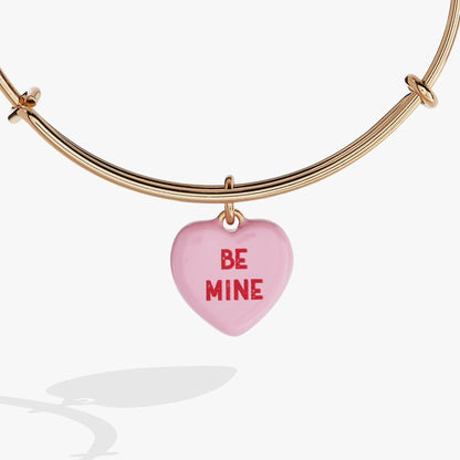 Sweethearts Be Mine charm bangle bracelet with pink heart pendant on rose-gold metal on Tampa Home & Garden Store