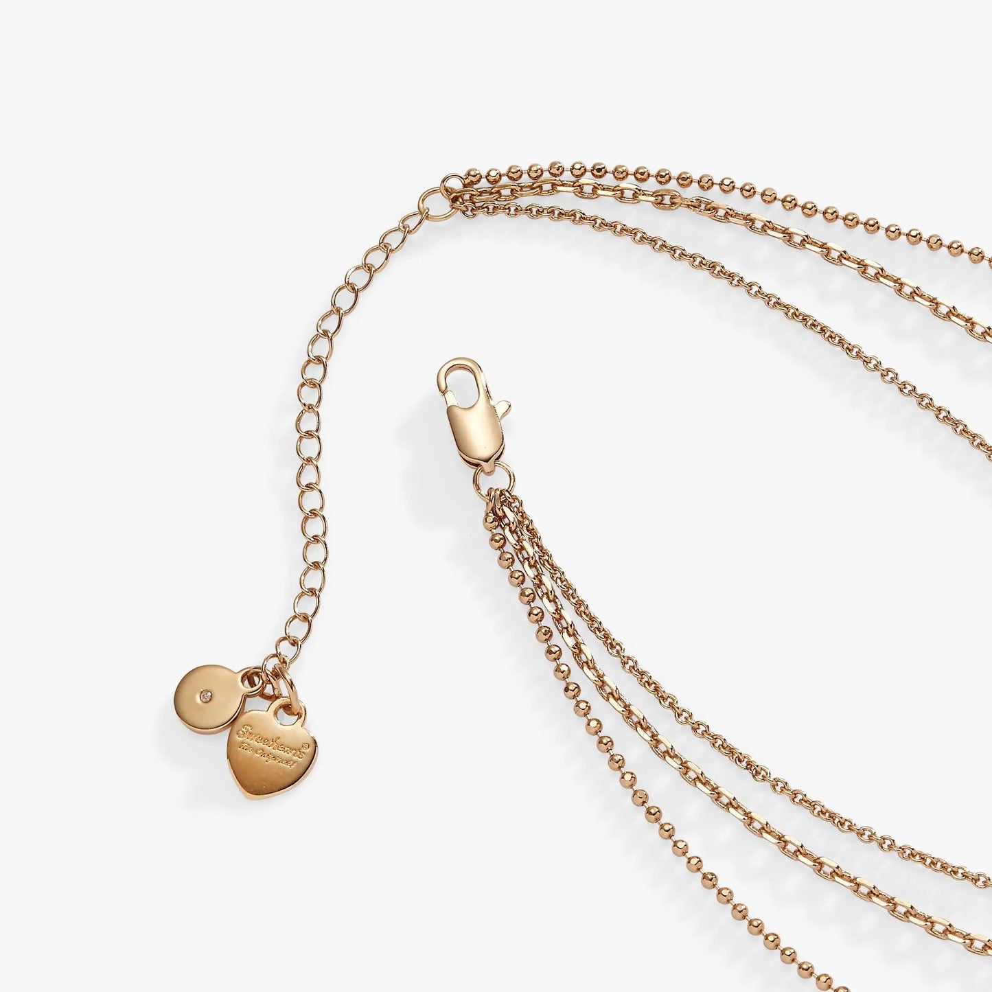 Sweethearts® Triple-Strand Charm Necklace by ALEX AND ANI with three chains and heart charm on Tampa Home & Garden Store