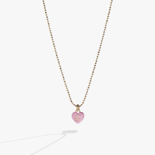 Sweethearts I Luv You charm necklace by ALEX AND ANI, heart pendant on gold bead chain on Tampa Home & Garden Store