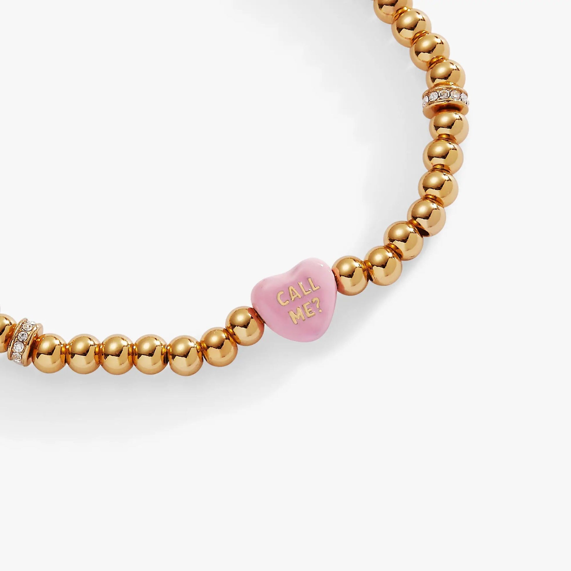 Sweethearts I Luv You stretch bracelet by ALEX AND ANI; gold bead bracelet CALL ME? heart charm on Tampa Home & Garden Store