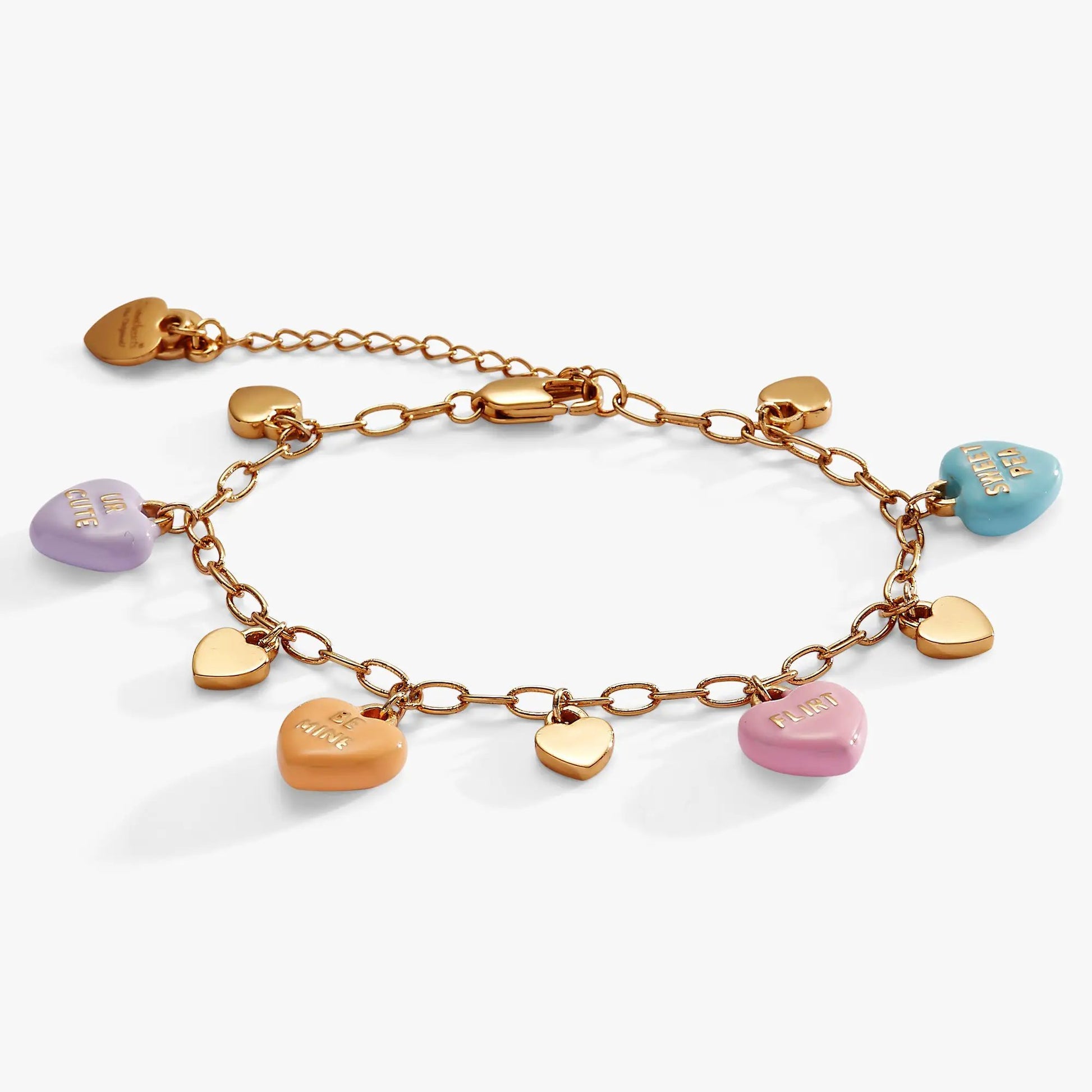 Sweethearts Multi-Charm Bracelet by ALEX AND ANI with enamel heart charms on gold chain on Tampa Home & Garden Store