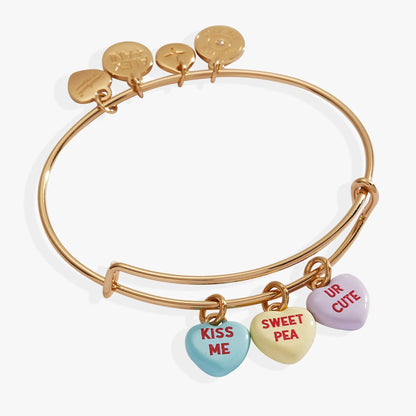 Sweethearts Multi Heart Charm Bangle with Kiss Me