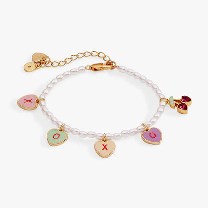 Bracelet: Sweethearts XOXO Beaded Pearl with enamel heart charms by ALEX AND ANI on Tampa Home & Garden Store