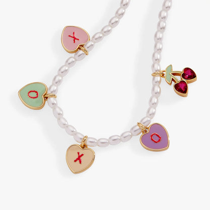Bracelet Sweethearts XOXO Heart Charm Beaded Pearl by ALEX AND ANI; 3 enamel hearts on Tampa Home & Garden Store
