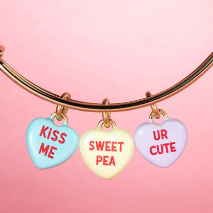 Sweethearts Multi Heart Charm Bangle with Kiss Me
