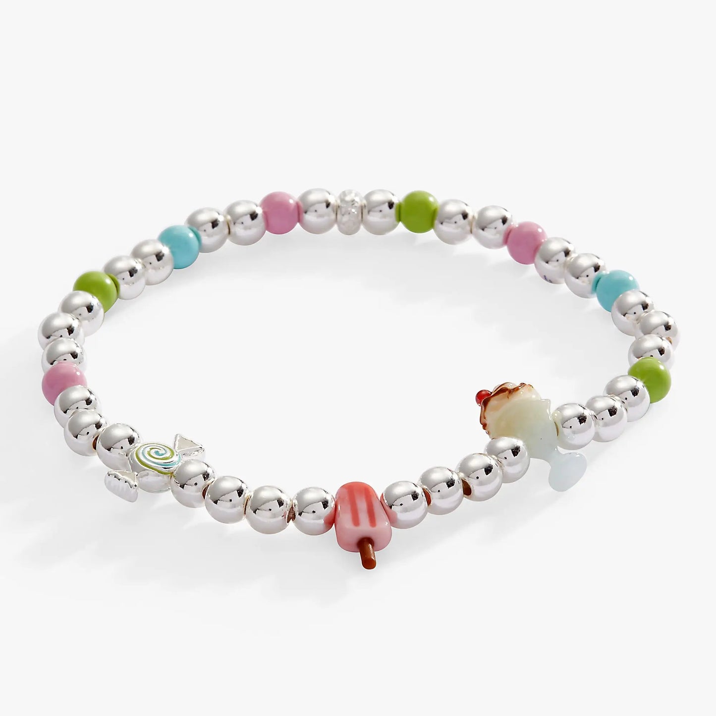 Sweet Treats Love Language Stretch Bracelet, ALEX AND ANI with pastel beads silver spacers on Tampa Home & Garden Store