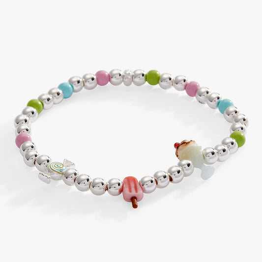 Sweet Treats Love Language Stretch Bracelet, ALEX AND ANI with pastel beads silver spacers on Tampa Home & Garden Store