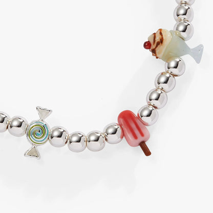 Sweet Treats Love Language Stretch Bracelet by ALEX AND ANI with silver beads and candy charms on Tampa Home & Garden Store