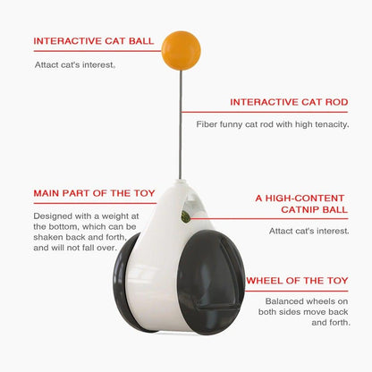 Stevvex ST80PTAE24 Interactive Cat Toy with wheels, orange ball and catnip ball on Tampa Home & Garden Store