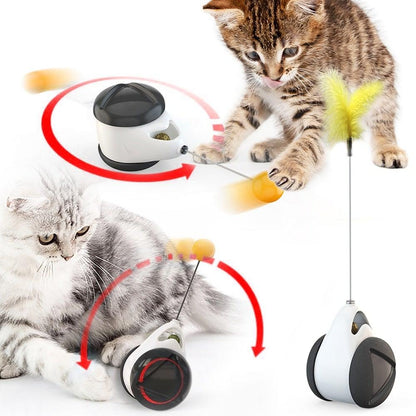 Stevvex ST80PTAE24 interactive cat balance toy with catnip ball and feather wand on Tampa Home & Garden Store