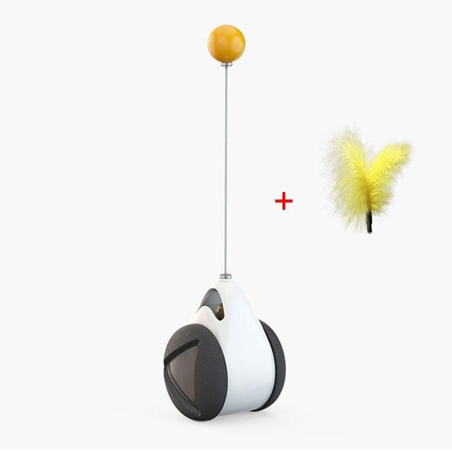 Stevvex interactive cat toy balance car with orange top ball and yellow feather accessory on Tampa Home & Garden Store
