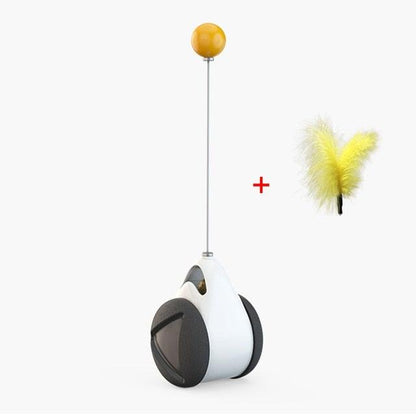 Stevvex interactive cat toy balance car with orange top ball and yellow feather accessory on Tampa Home & Garden Store