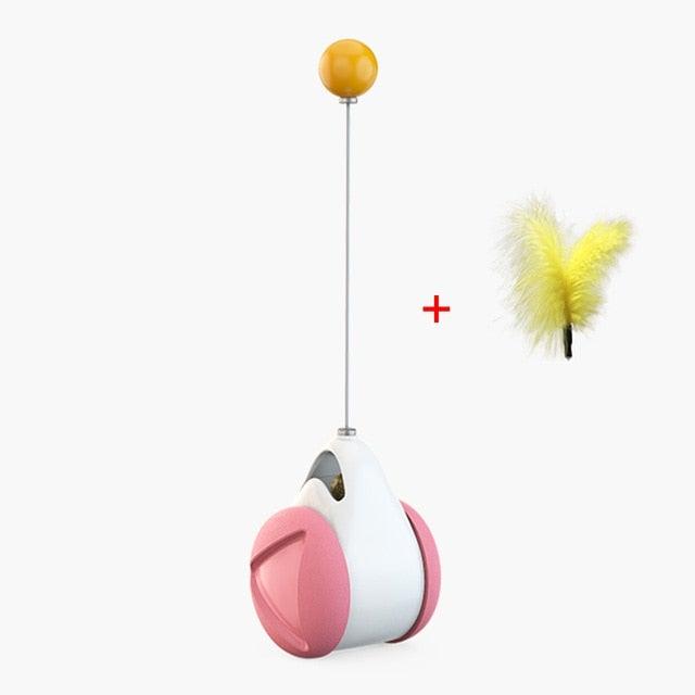 Stevvex interactive cat balance wheel toy with orange top ball and yellow feather teaser on Tampa Home & Garden Store