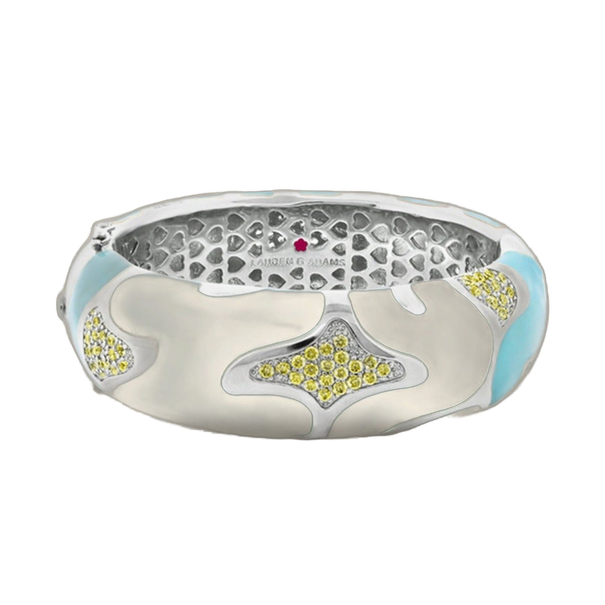 Swirl Tattoo Bangle hinged bracelet by Lauren G Adams with blue enamel and yellow stones on Tampa Home & Garden Store