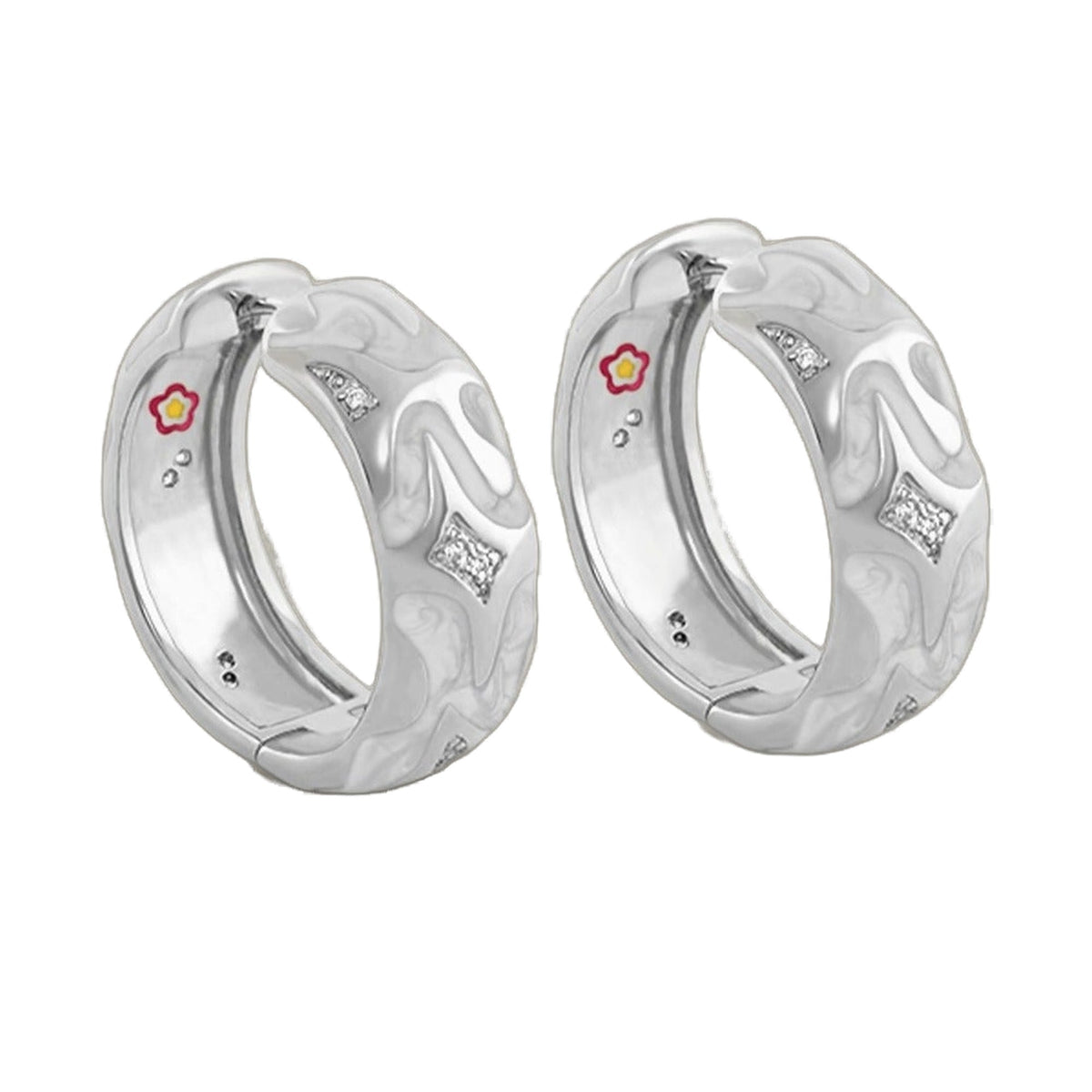 Swirl Tattoo Earrings, Lauren G Adams silver hoops with crystals and red flower, 2 pcs on Tampa Home & Garden Store