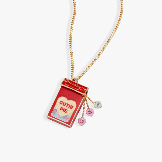 Sweethearts Box Locket Necklace by ALEX AND ANI, gold-tone chain with red locket and heart charms on Tampa Home & Garden Store