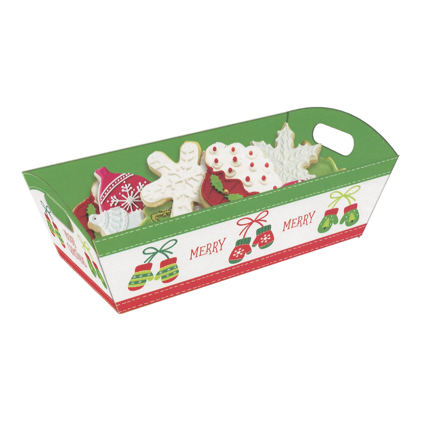 Bandeja para galletas con papel celofán - Merry Merry Mittens