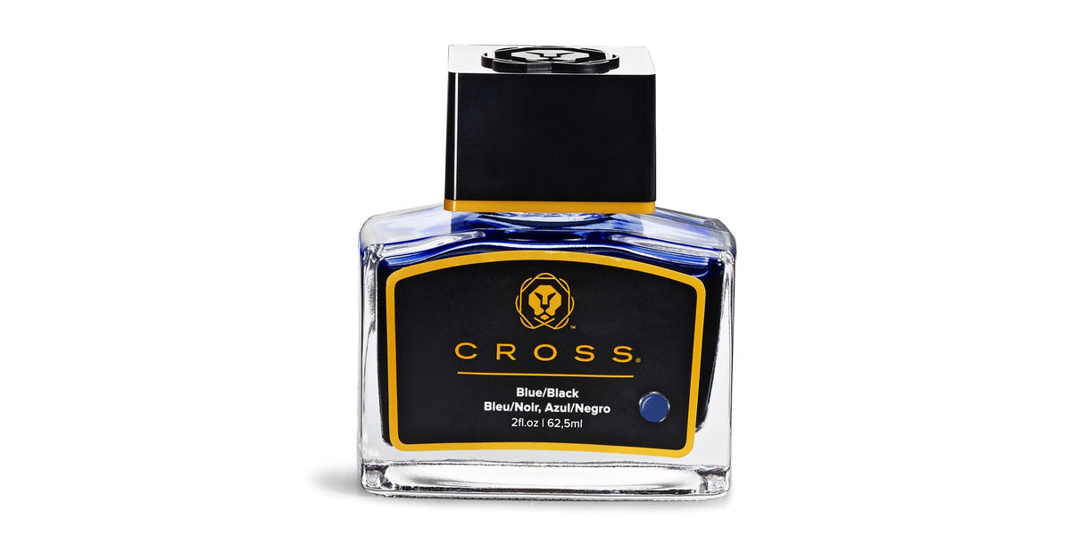 Cross fountain pen ink blue/black bottle with black cap and yellow neck band on Tampa Home & Garden Store