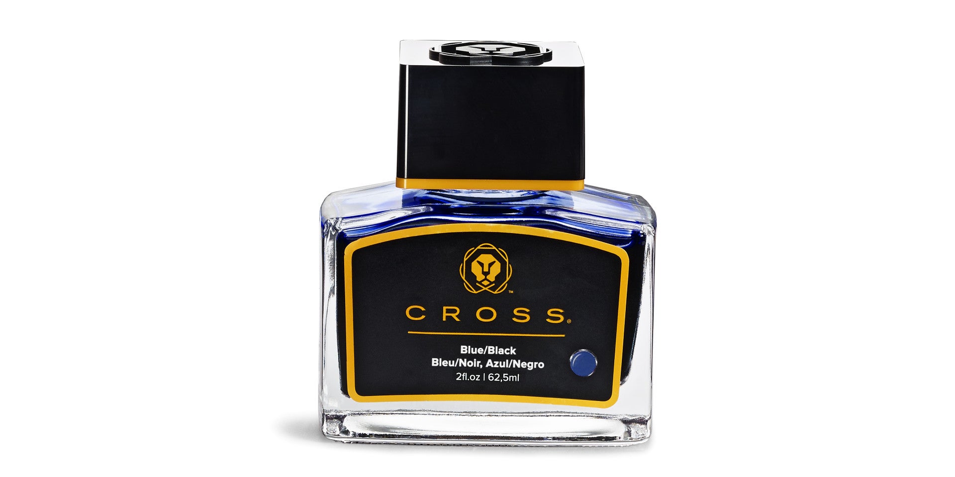 Cross fountain pen ink blue/black bottle with black cap and yellow neck band on Tampa Home & Garden Store