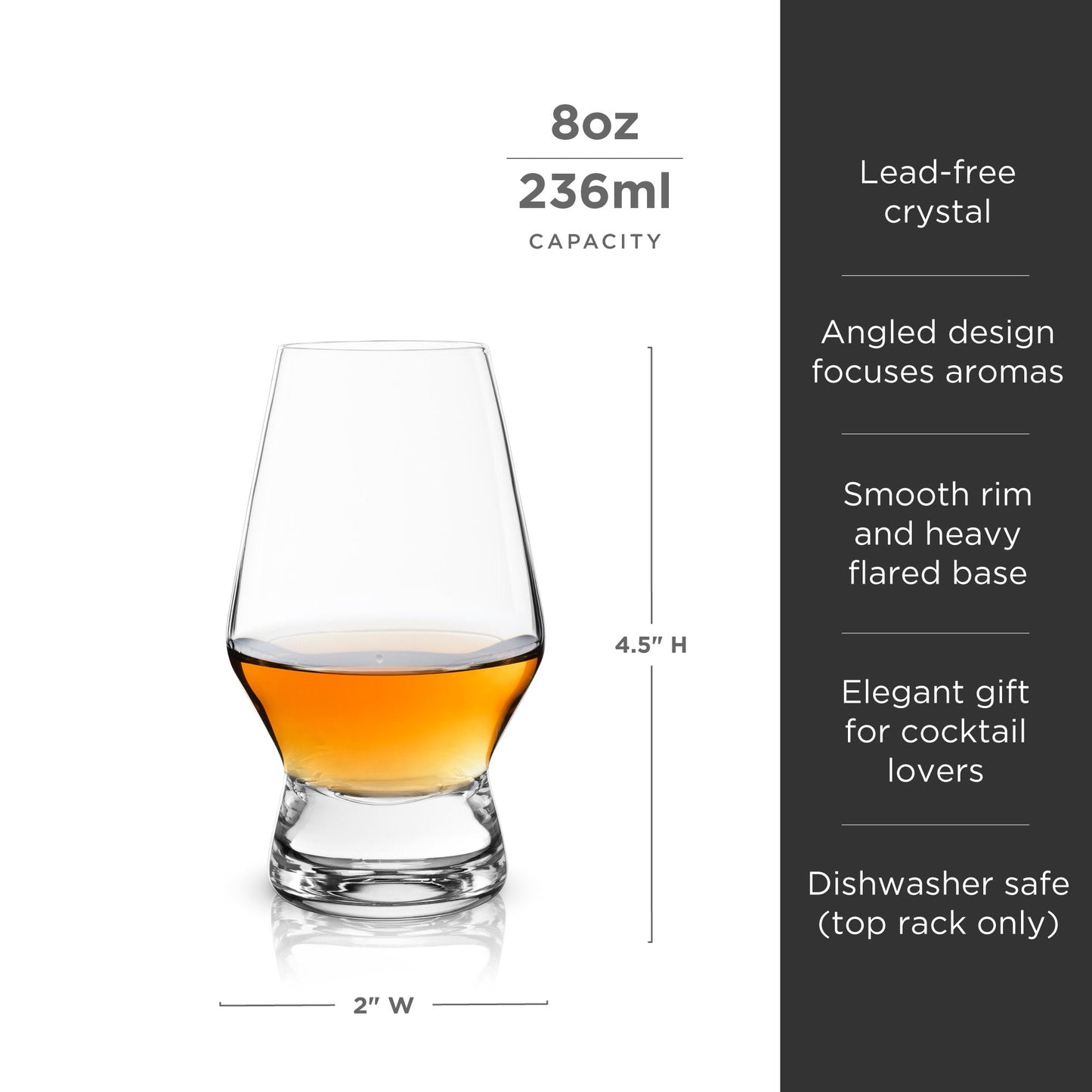 Set of Two Heavy Crystal Whiskey Tasting Glasses