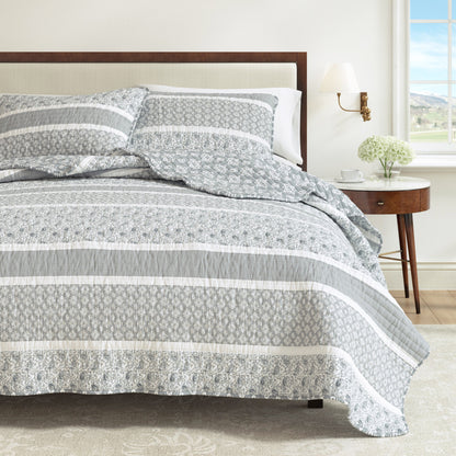 Reversible Paisley Stripe Microfiber Quilt