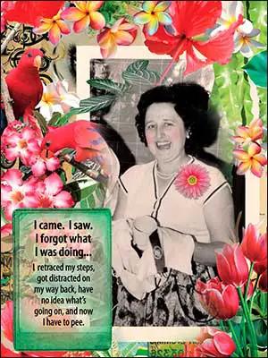 Greeting card Hap-pee Birthday glitter tropical floral border frames photo; green panel on Tampa Home & Garden Store