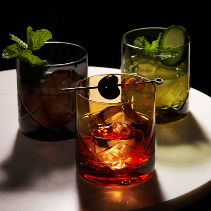 Admiral Green Crystal Rocks Glasses Set of Two