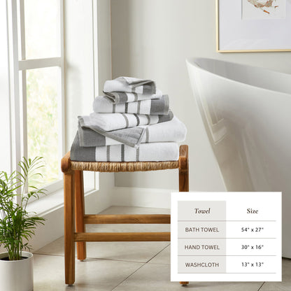 Soft Cotton Bath Towel Set and Stripe Detail