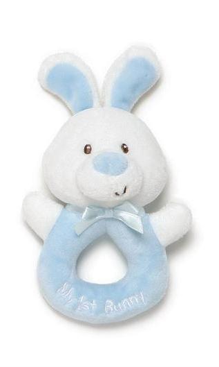 Sonajero de peluche - Conejito azul