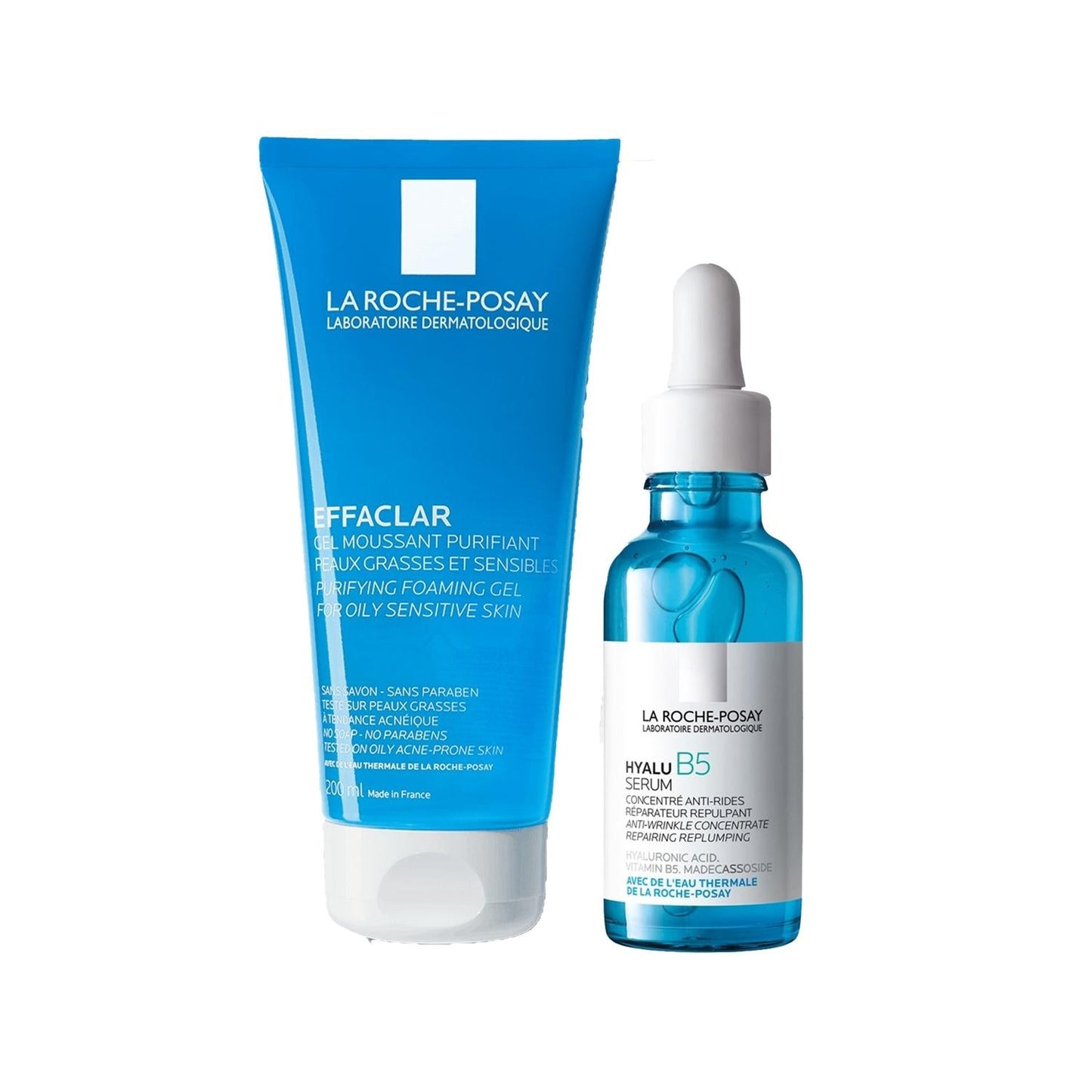 La Roche-Posay Effaclar foaming gel 200ml and Hyalu B5 serum 30ml in blue, 2pc set on Tampa Home & Garden Store
