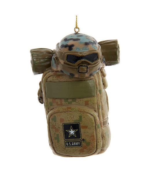 U.S. Army Backpack With Helmet Ornament - Tampa Home & Garden Store