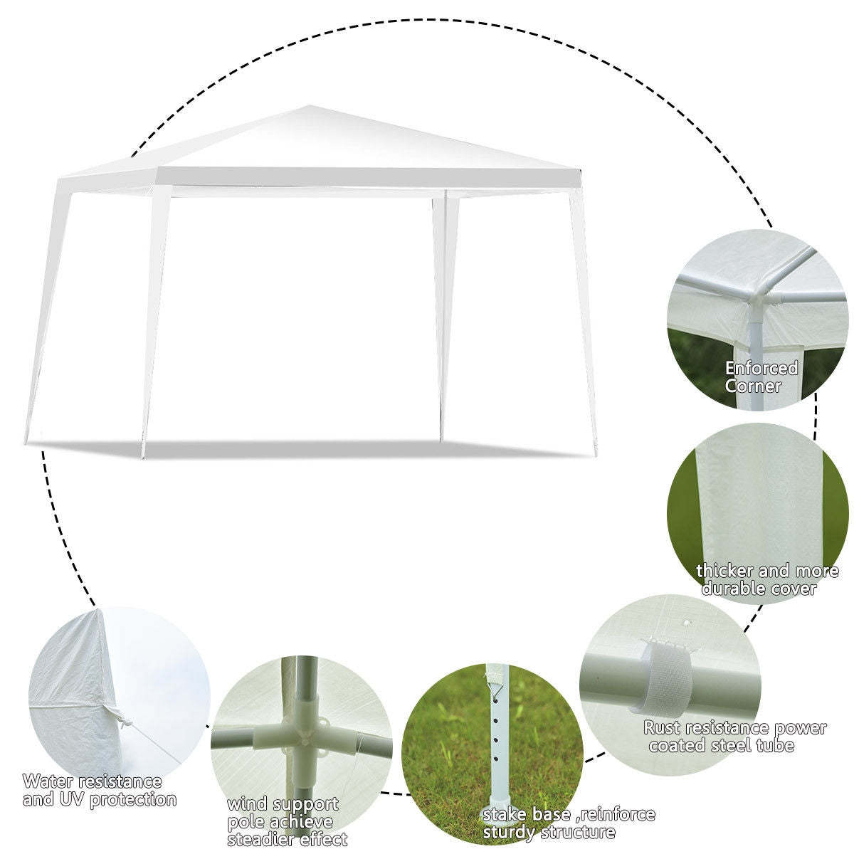 GemGear 10x10 ft white canopy tent with reinforced corners and rust-resistant steel frame on Tampa Home & Garden Store