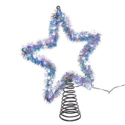 Étoile de sapin en guirlande argentée à LED blanc froid - 30 cm