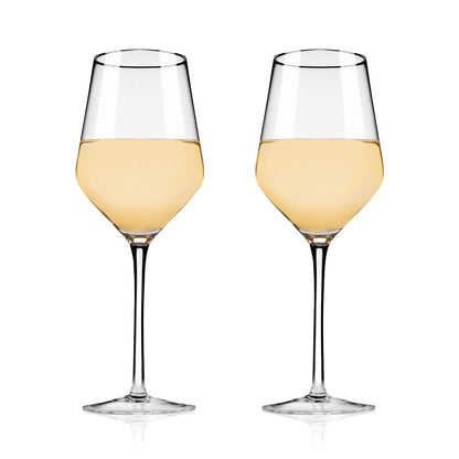 Raye Angled Chardonnay Crystal Glasses Set of 2