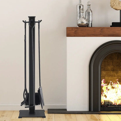 5 Piece Iron Fireplace Tool Set With Tongs