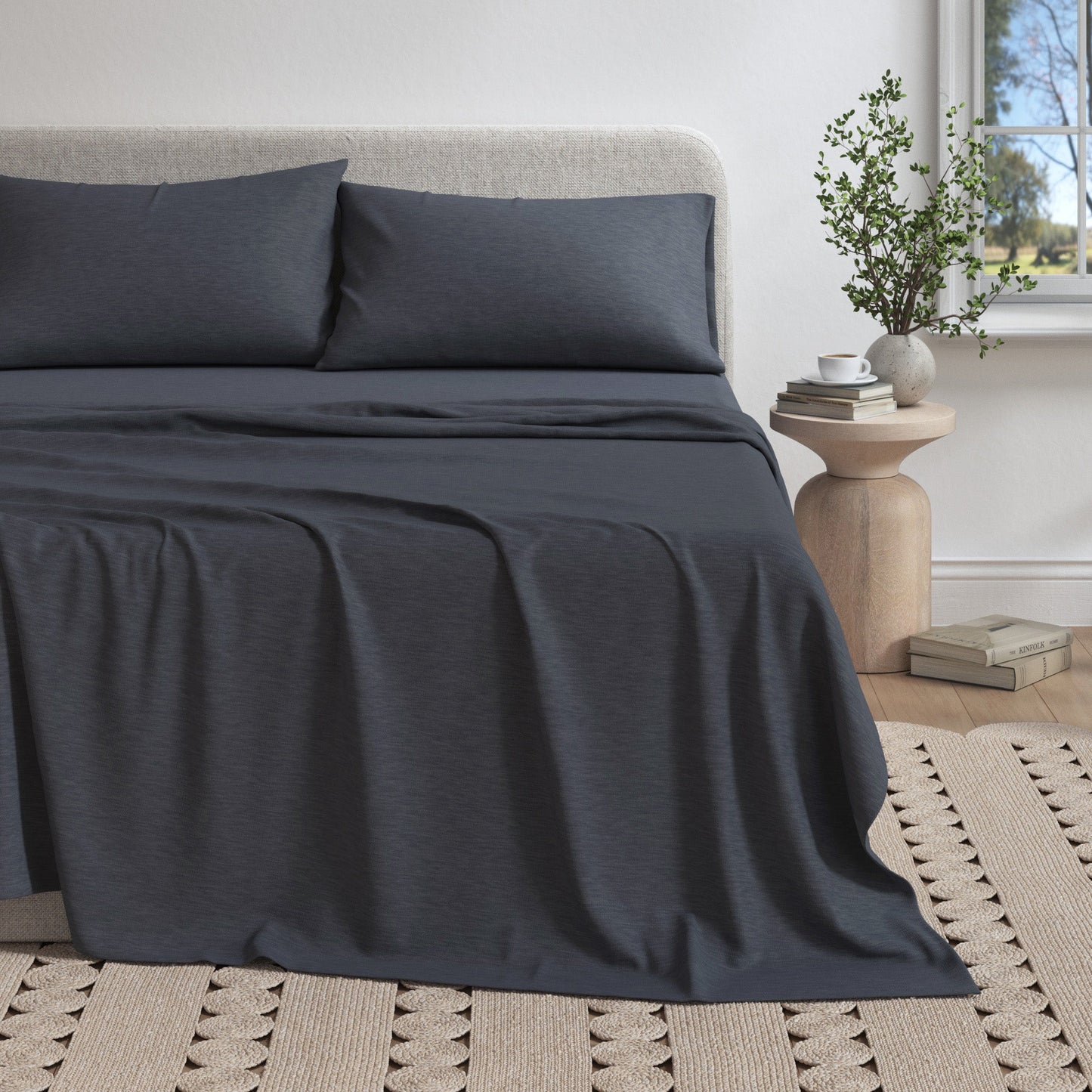 Heathered Jersey and Cotton Blend Bed Sheets