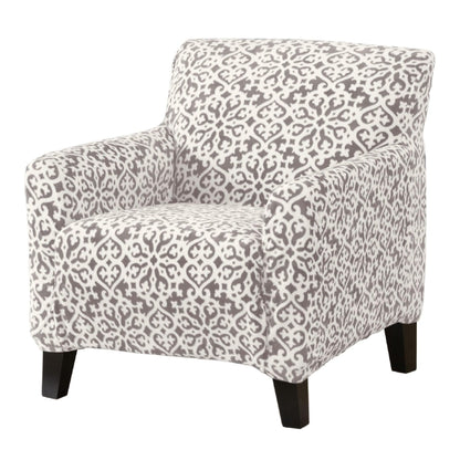 Velvet Stretch Slipcover Gale Collection for armchair, gray damask pattern, Great Bay Home on Tampa Home & Garden Store