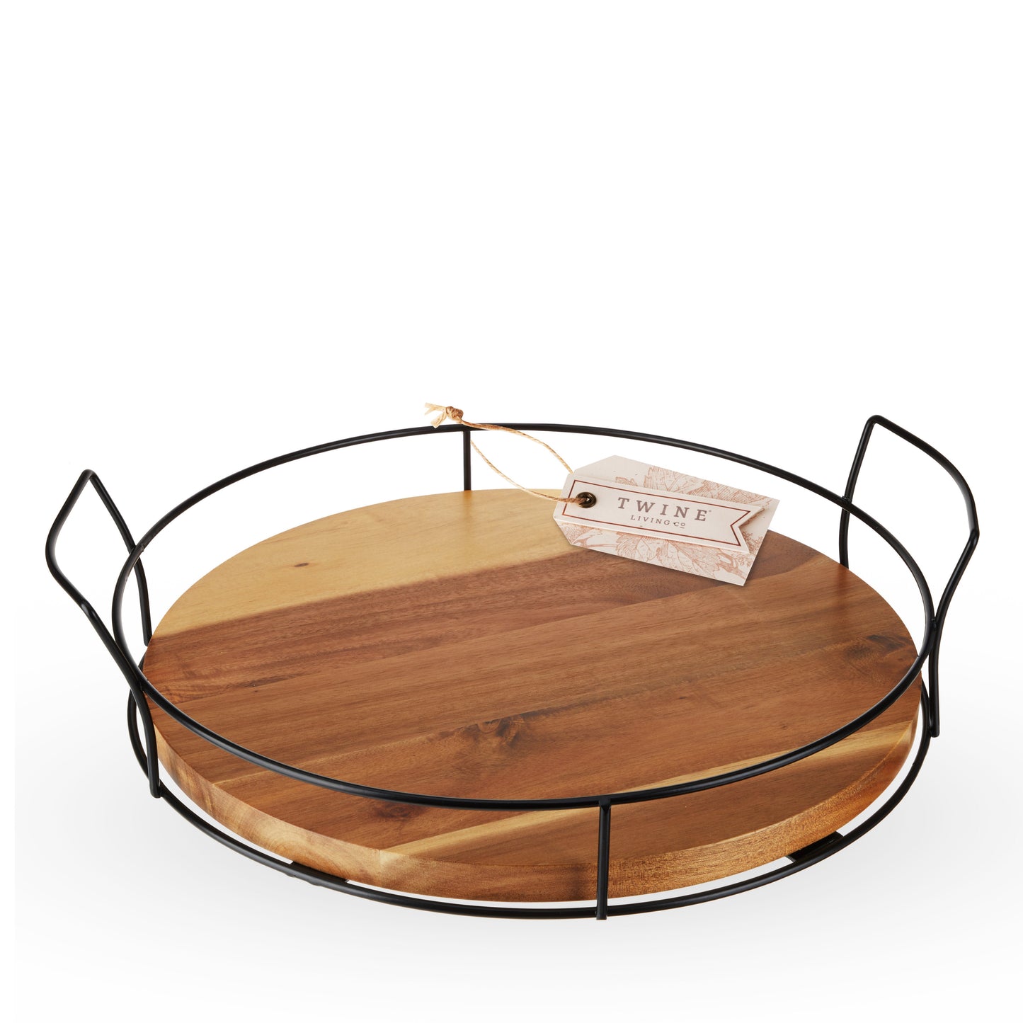 Modern Manor Acacia and Metal Cocktail Tray