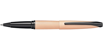 ATX brushed rose gold rollerball pen by A.T. Cross with black cap and knurled barrel on Tampa Home & Garden Store