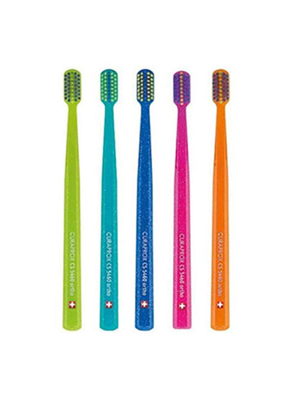 Curaprox CS 5460 orthodontic toothbrushes 5-pack in lime, teal, blue, pink, orange on Tampa Home & Garden Store