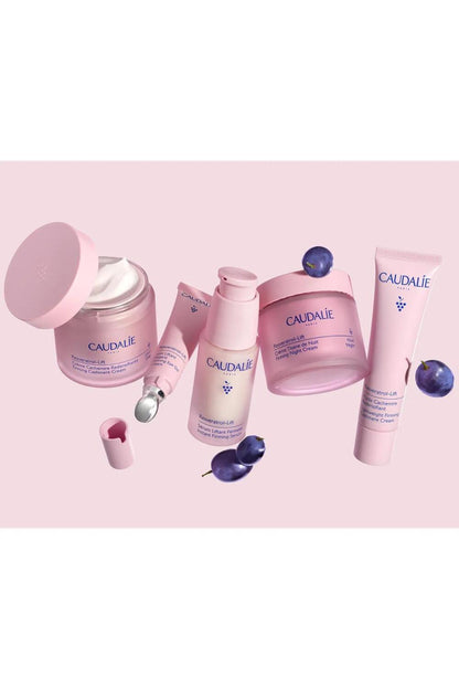Caudalie Resveratrol-Lift firming eye cream pink set with serum, night cream & tube; blueberries on Tampa Home & Garden Store